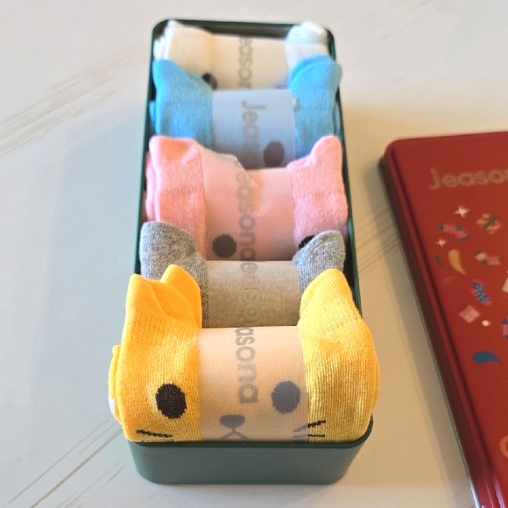 5 Pairs New Fun Cat Socks Red Gift Box Women's Socks